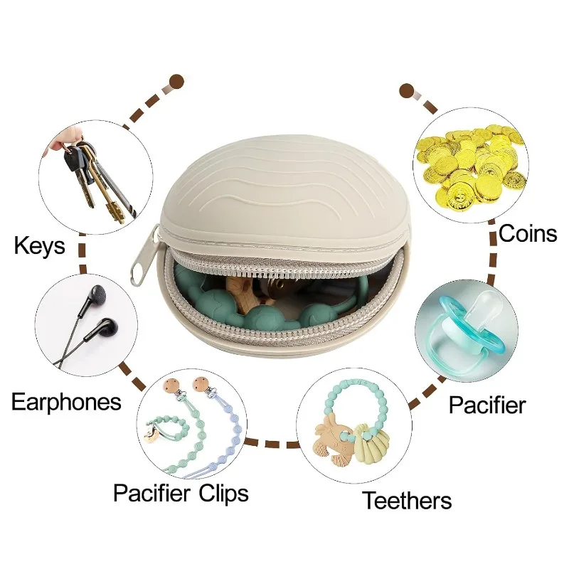 Zipper Silicone Baby Pacifier Case Soother Storage Box for Newborns Portable Nipple Holder Teat Attachment Mini Coin Key Bag