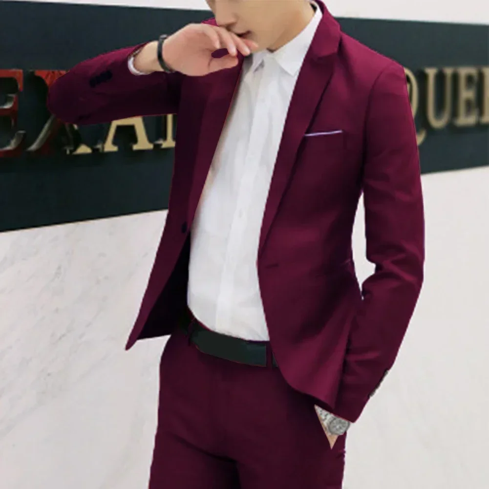 Men Suits Jackets Slim-fit Buttoned