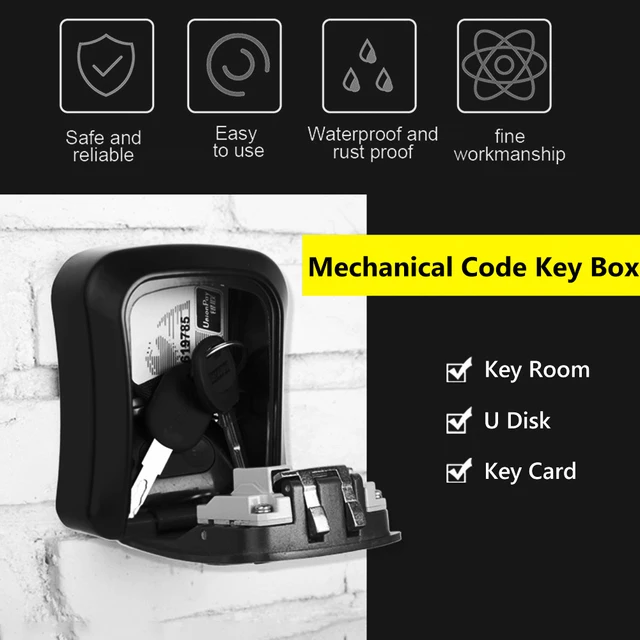 Wall Mount Key Lock Box 4 Digit Combination Password Key Storage Secret Box Organizer Security Code Lock No Key Home Safe Box 5