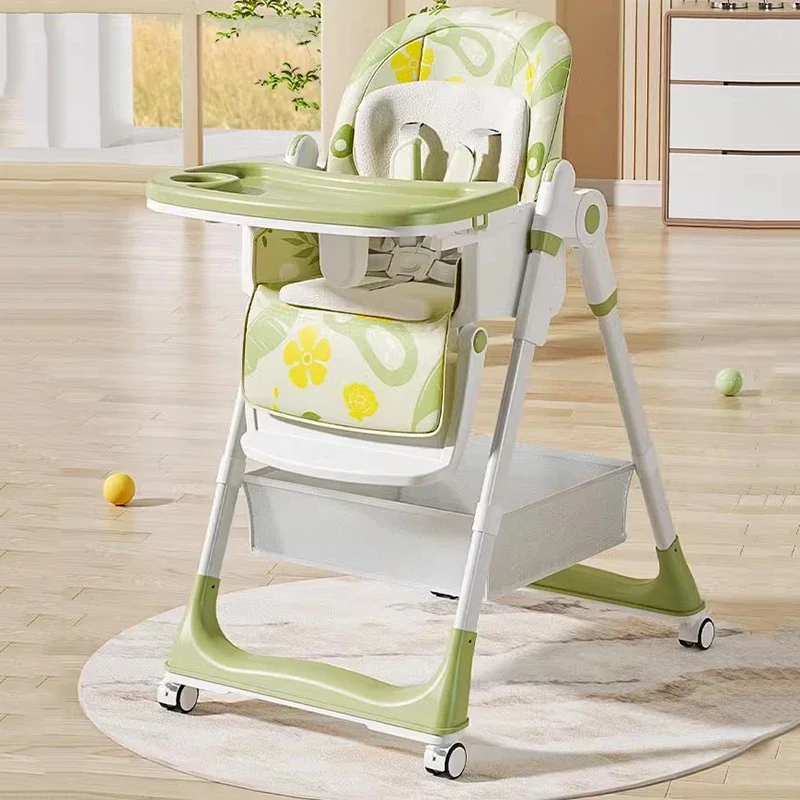 High Kitchen Backrest Chair Children's Folding Wheels Kid Feeding Chair Platform Growing Mueble Infantil Infantil Room Furniture