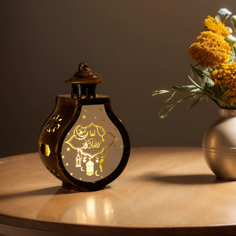 Muslim Ramadan Lantern LED Eid Al Adha Night Light Ornament Islamic Muslim Party Retro  Mubarak Moon Star Lamps Party Decoration