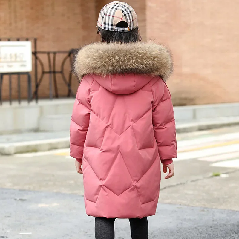 Winter Jacket for Girls Children's Clothing Outerwear Overalls Girls 4-13 Years Warm Clothes Kids Fur Coat Teenage Cotton Parka