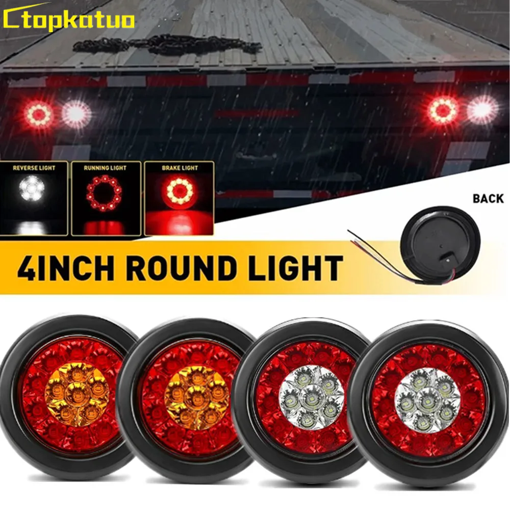 2 pièces LED feux ronds camion remorque feu arrière LED marqueur ...