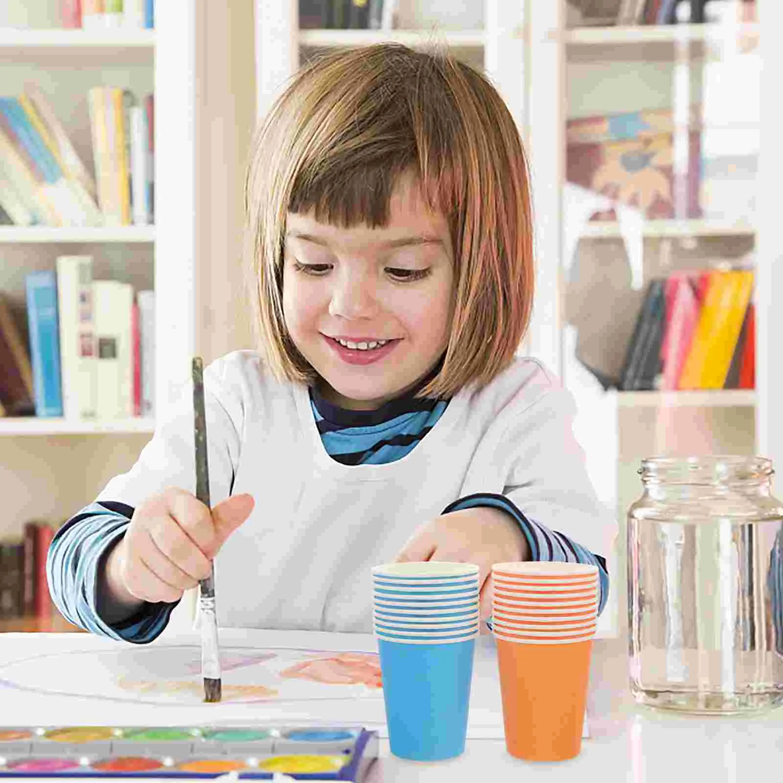 100 Pcs Disposable Cups Plastic Paper for Coffee Black Party Cardboard Drinking DIY