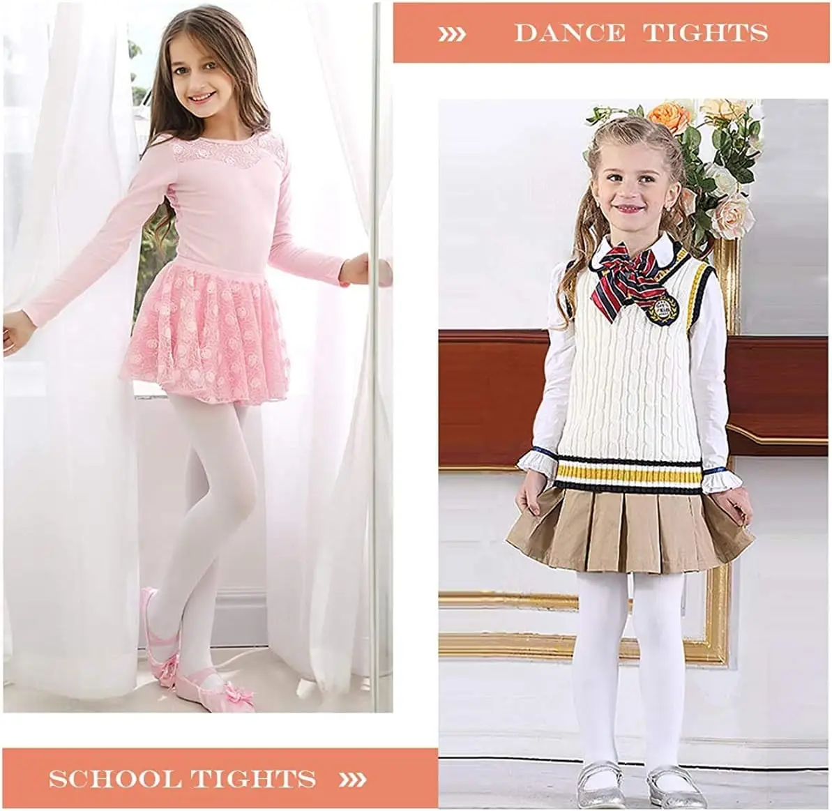 Girls Stretchy Dance Tights Comfort Colorful Leggings Pants Elastic Ballet Footed Tights for Girls