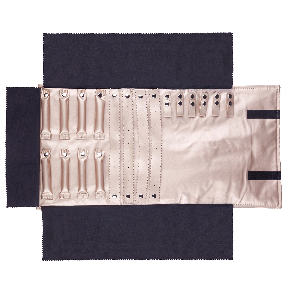 Portable Travel Jewelry Organizer Roll Foldable Flannel High Capacity For Journey-Rings Necklaces Jewerly Storage Bag Large Size