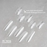 Poudre chromée HNDO super brillante effet miroir blanc nacré, paillettes à frotter pour la décoration des ongles, pigment de manucure CM16 4