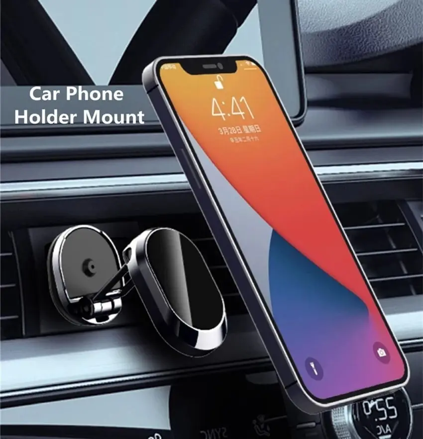 Universal Car Phone Mount Magnetic - All-Metal iPhone Car Mount for Any  Smartphone or GPS - Truly One-Handed Cell Phone Holder for Car Dashboard