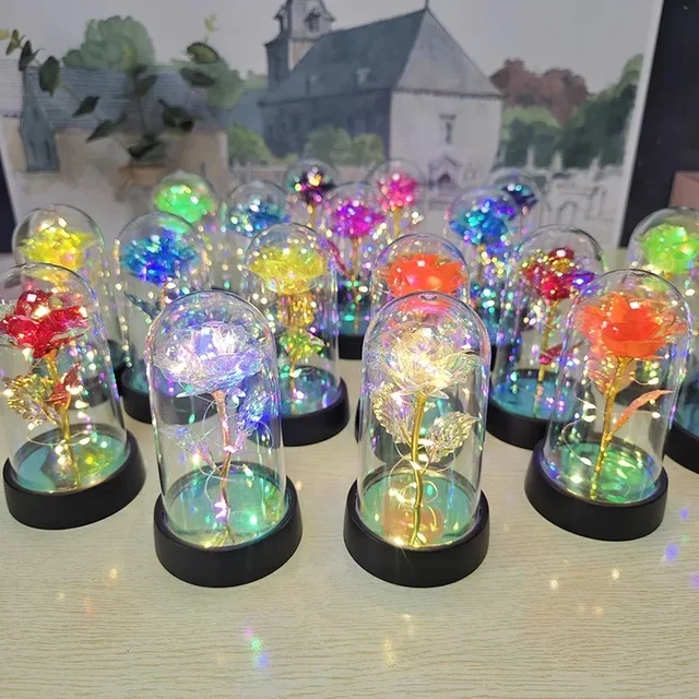 Rose lumineuse belle réaliste d'apparence veilleuse Rose fleur éternelle fournitures de fête LED Simulation Rose fleur saint valentin 1