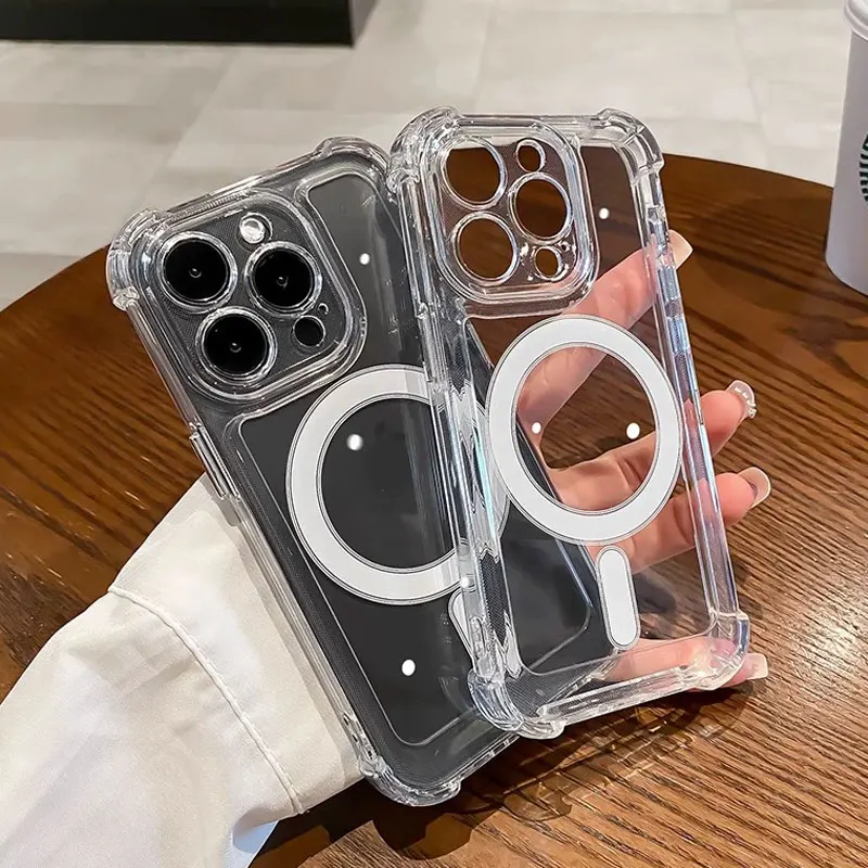 Luxury Wireless Magnetic Transparent Phone Case - Shockproof Soft Bumper Cover