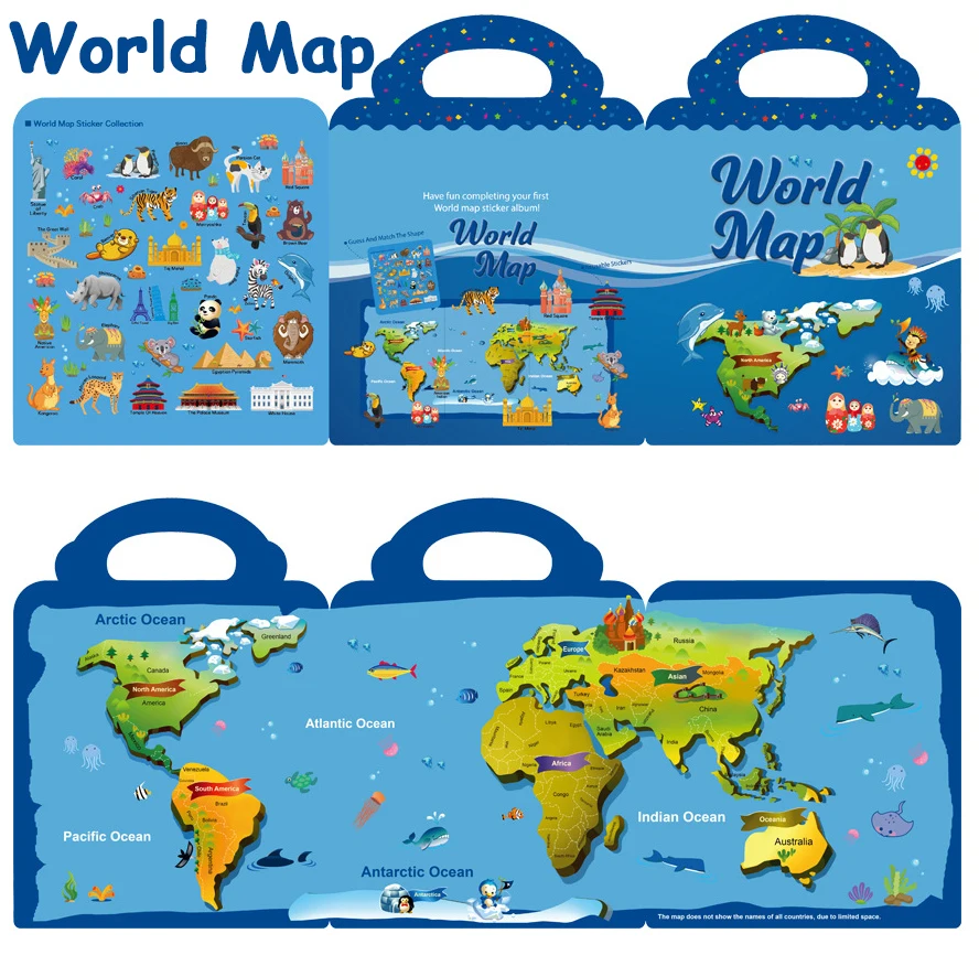  Libros de pegatinas reutilizables para niños (mapa) : Juguetes  y Juegos