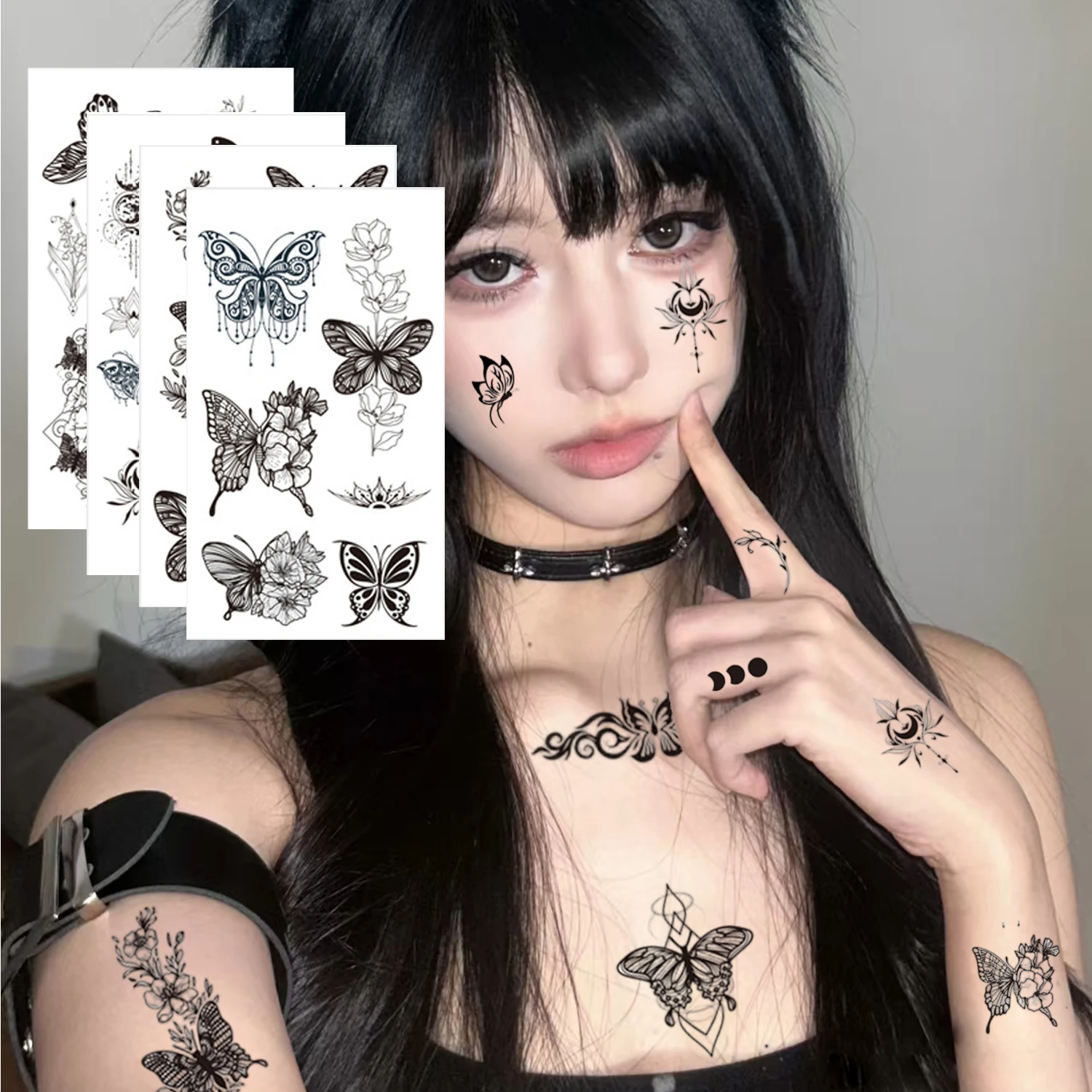Waterproof Dark Butterfly Temporary Tattoo Stickers for Body Art