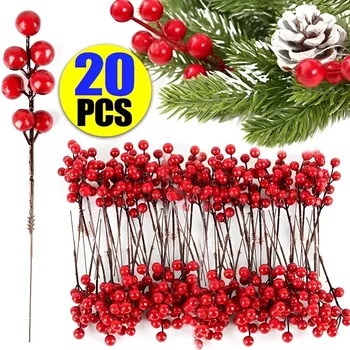 크리스마스 시뮬레이션 베리 7 헤드 베리, 인공 꽃 과일 체리 식물, 홈 크리스마스 파티 장식, DIY 선물, 1-20 개