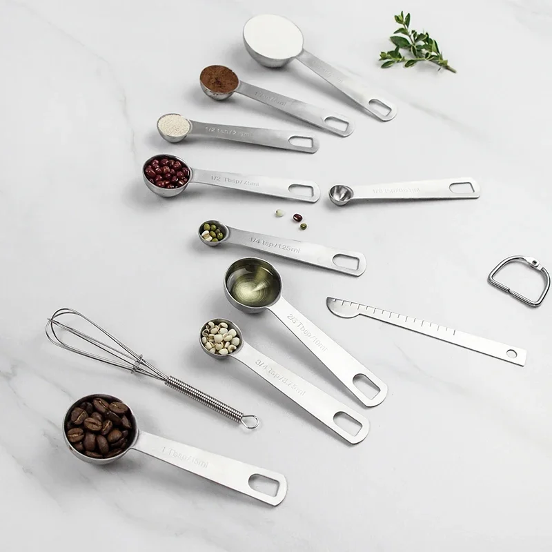 6/9/11Pcs Measuring Spoons Set Stainless Steel Seasoning Coffee Scoop Measuring Spoon With Scale Kitchen Baking Measuring Tools