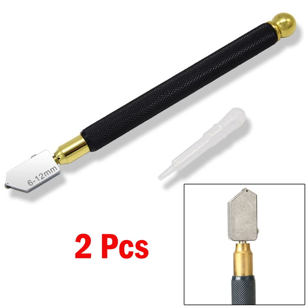Glass Cutter 2PC Glass Knife Household Manual Multifunctional Tile Cutter Diamond Cut Thick Glass Roller Type Special Push Knife Manual Tools