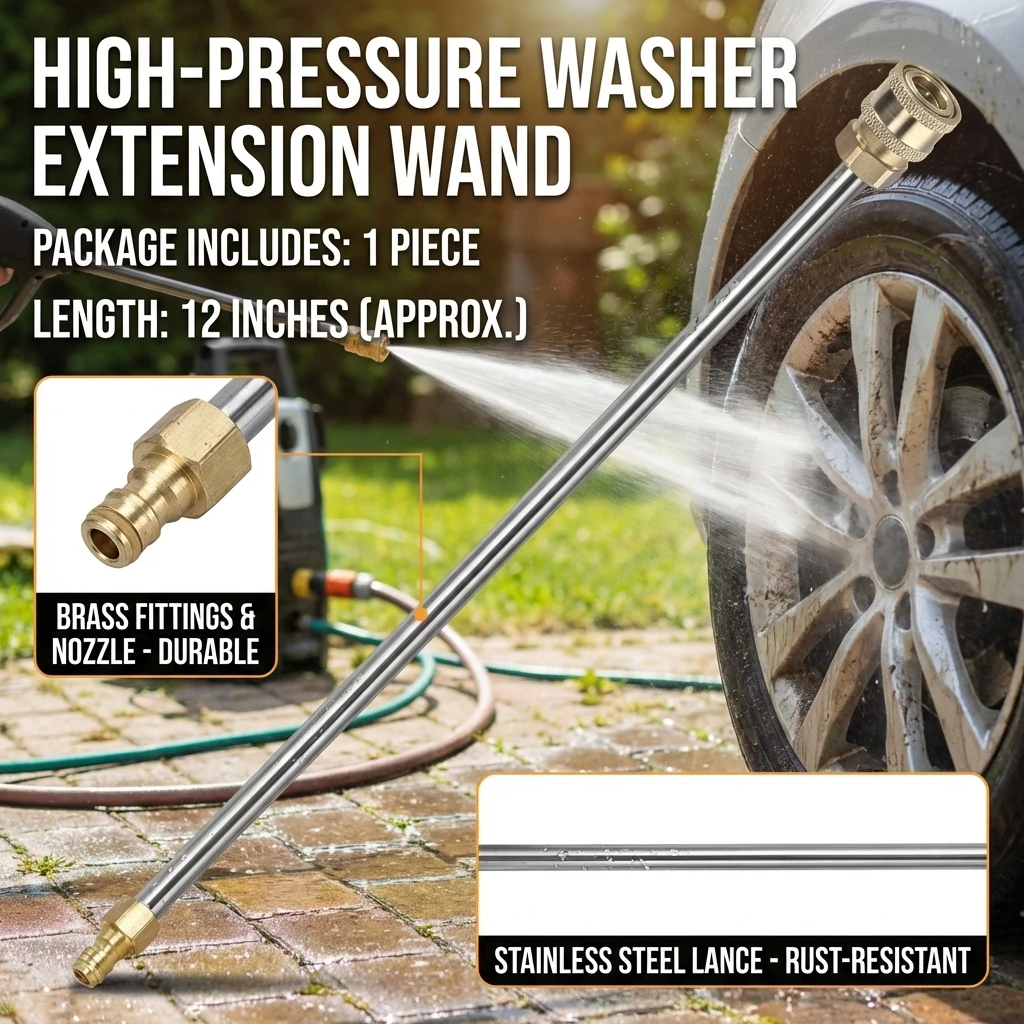 40cm 퀵 플러그 연장봉 고압 물총 스테인레스 스틸 자동차 액세서리 연장봉 휴대용 압력 세척기