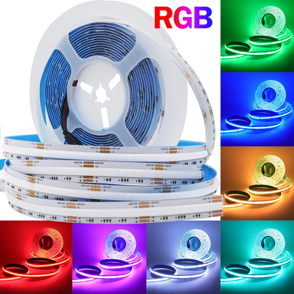 IP67 Waterproof IP21 RGB COB LED Strip DC 12V 24V 576 840LEDs/M TV