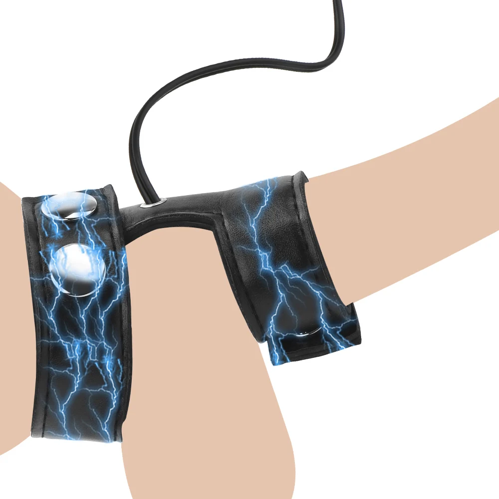E-stim Beads Penis Ring Adjustable Band SM Electric Shock Glans Loops Testicle Sheath Cock Therapy Enlargement Sex Tools For Man electro sex toys,electric sex toys
