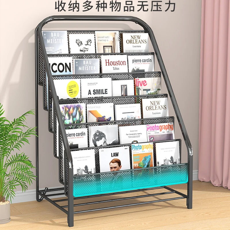 Wall-Mounted Magazine Rack Iron Book Display Shelf Kids Book Organizer Newspaper Holder Storage Stand Bedroom Furniture FYMR