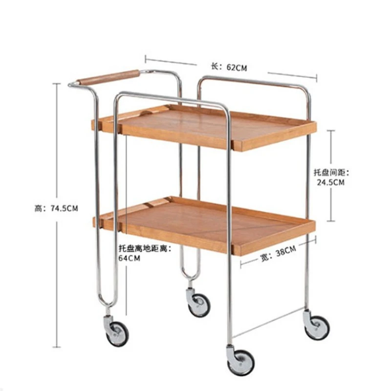 

YY Stainless Steel Cart Coffee Table Side Table Vintage Sofa Shelf