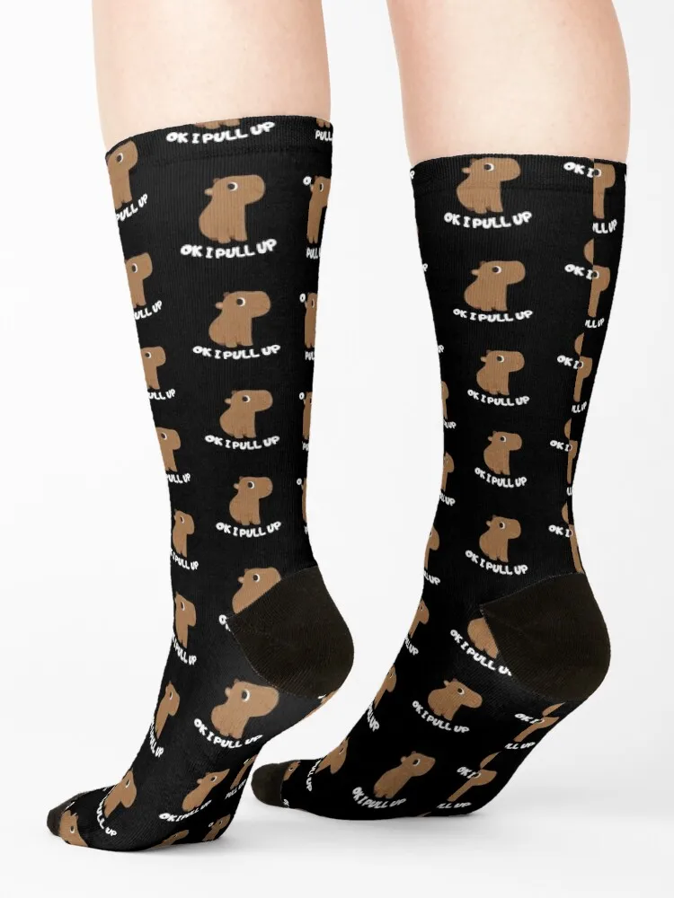 Baby Capybara - Ok I Pull Up Socks christmas gift Crossfit valentine gift ideas gym Men Socks Luxury Brand Women's