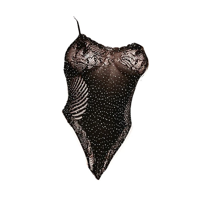 Porn Sexy Lingerie Rhinestone Lace Suspenders Erotic Langerie Feminine Hollow Out Bikini Net Clothing(no stockings)