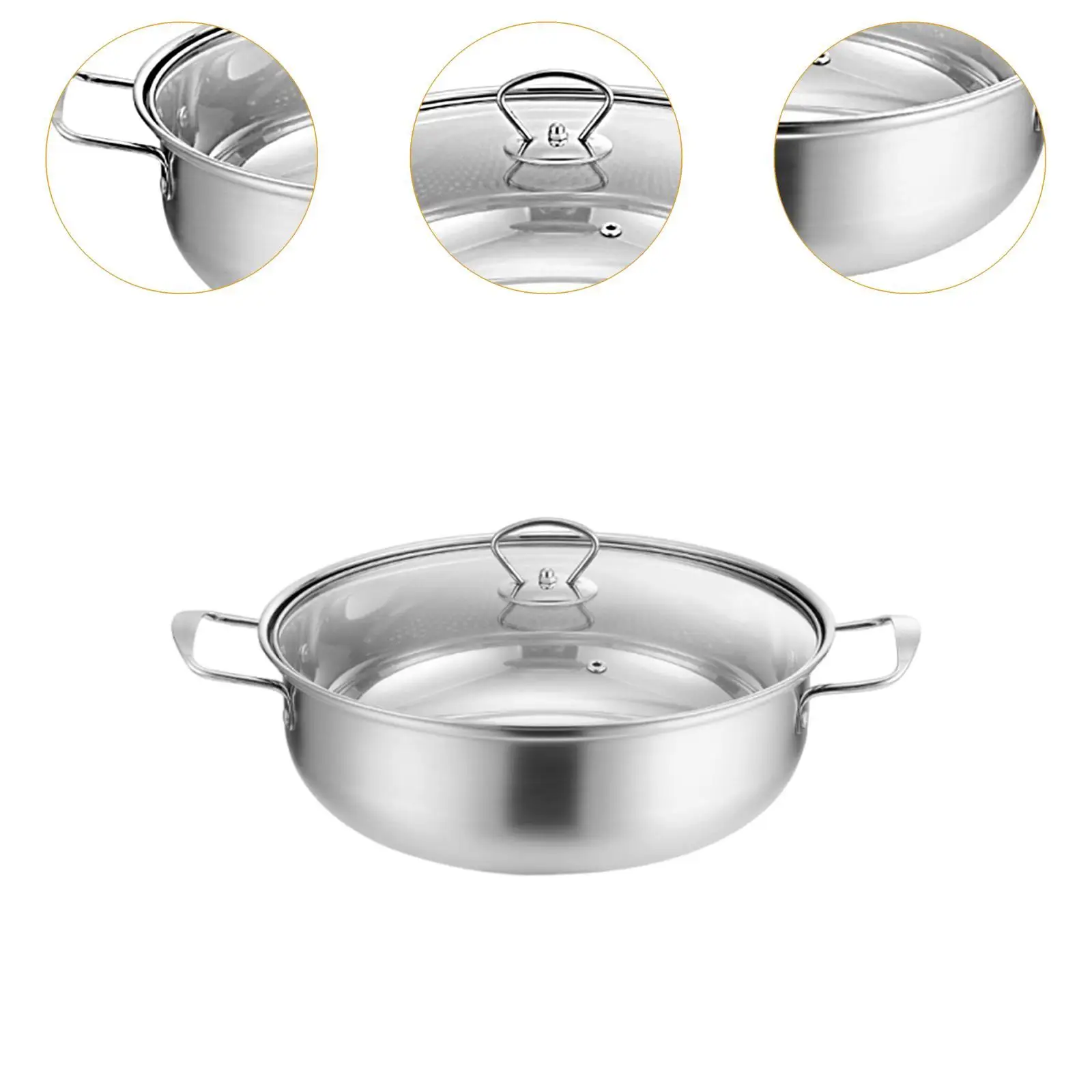 Stainless Steel Hot Pot Cookware with Lid Soup Pot for Home Restaurant Party