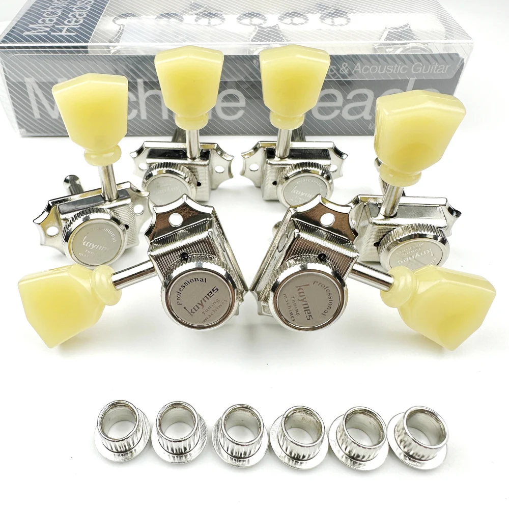 Vintage Deluxe Locking Electric Guitar Machine Heads Tuners For LP SG Guitar Lock String Tuning Pegs Nickel 1 Set 3R3L