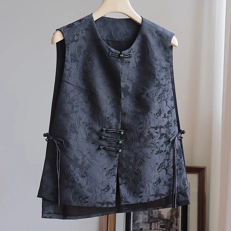 Women Cheongsam Waistcoat Chinese Vest Qipao Tops Tang Clothes Vintage Mandarin Collar Jacket
