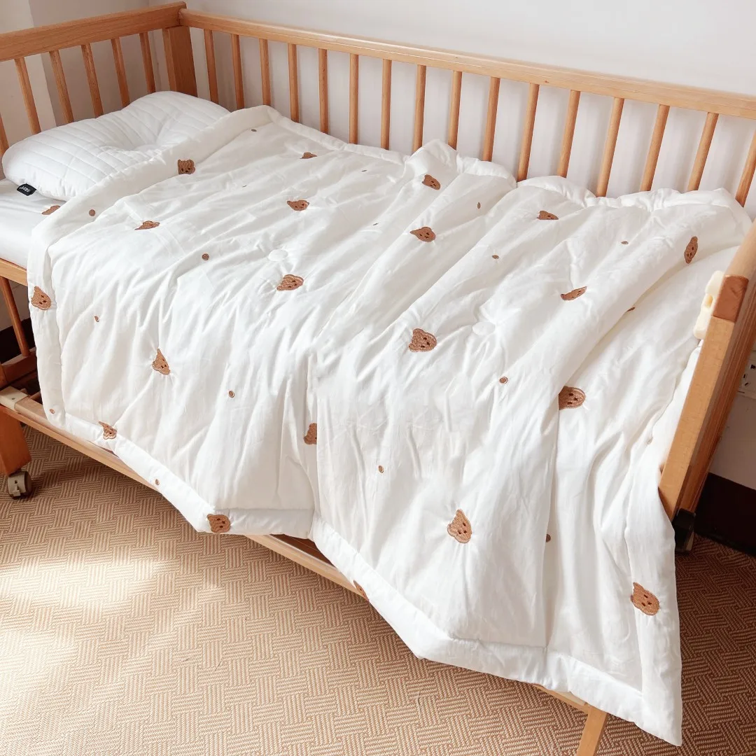 Pure Cotton Embroidered Baby Quilt Newborn Baby Summer Cool Quilt Pure Cotton Four Seasons Breathable Thickened