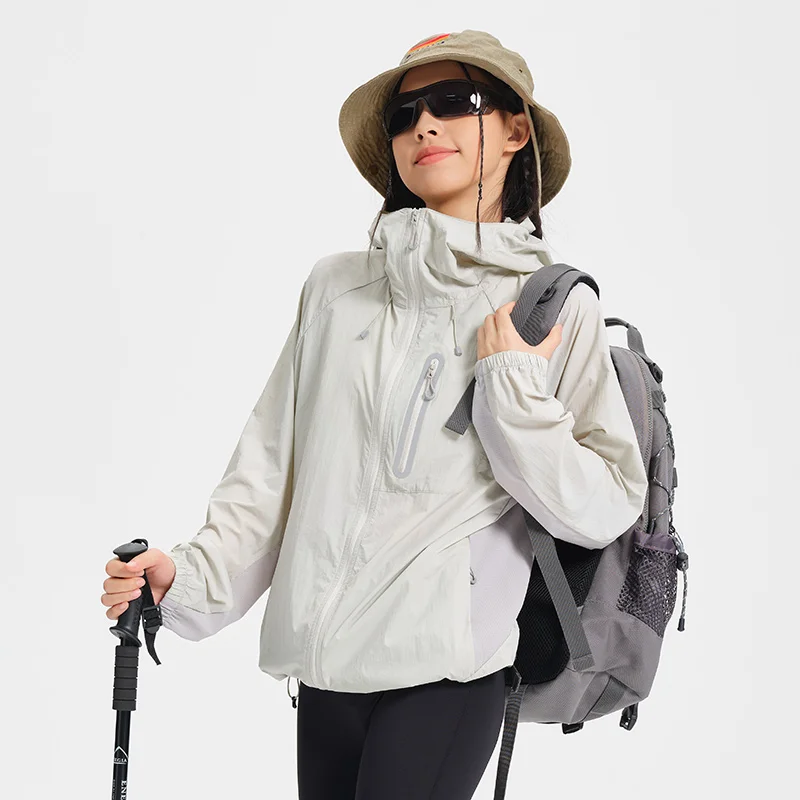Women's Lightweight Hooded Hiking Jacket for Outdoor Layering