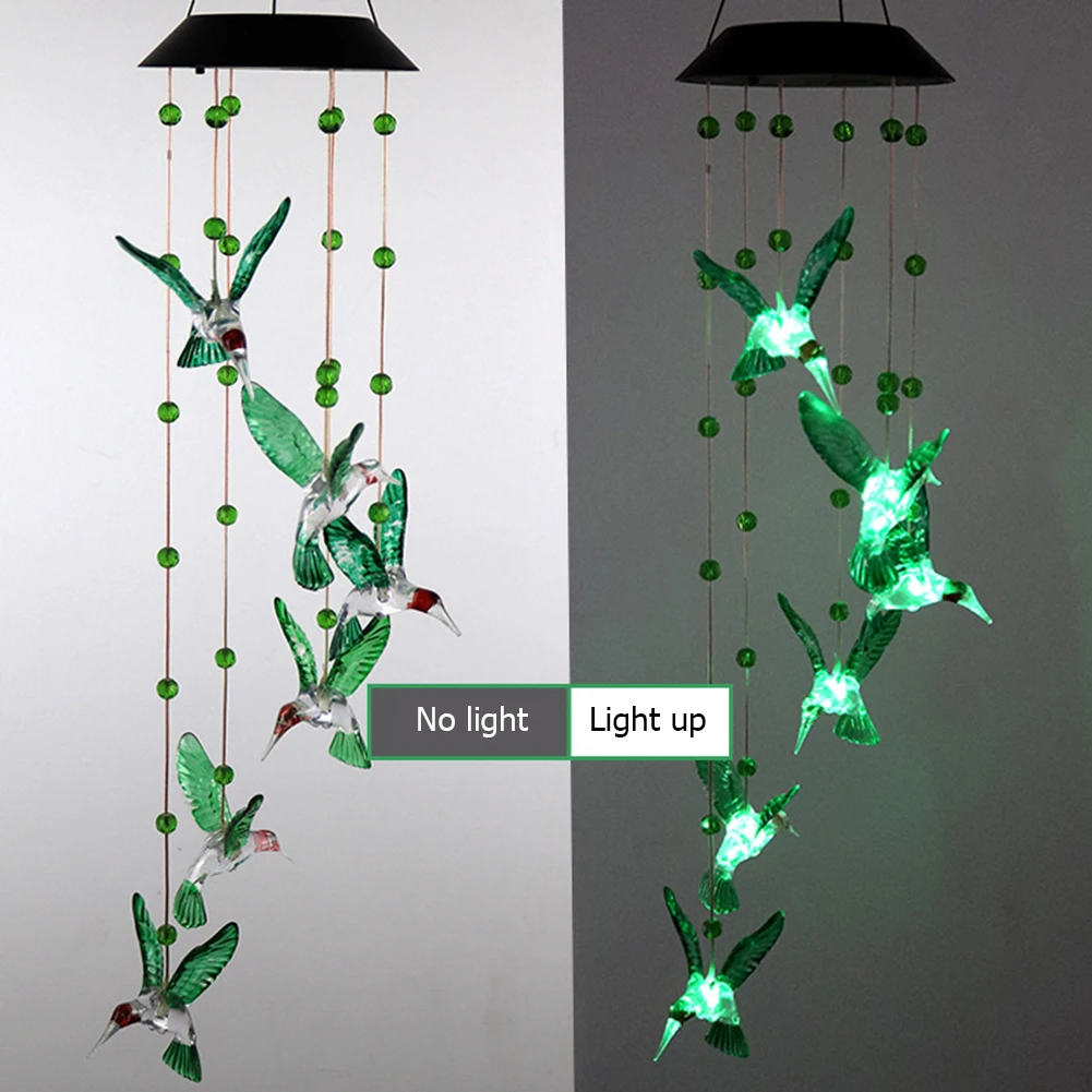 solar street light LED Solar Wind Chime Crystal Ball Hummingbird Wind Chime Light Color Changing Waterproof Hanging Solar Light For Home Garden decorative solar lights Solar Lamps