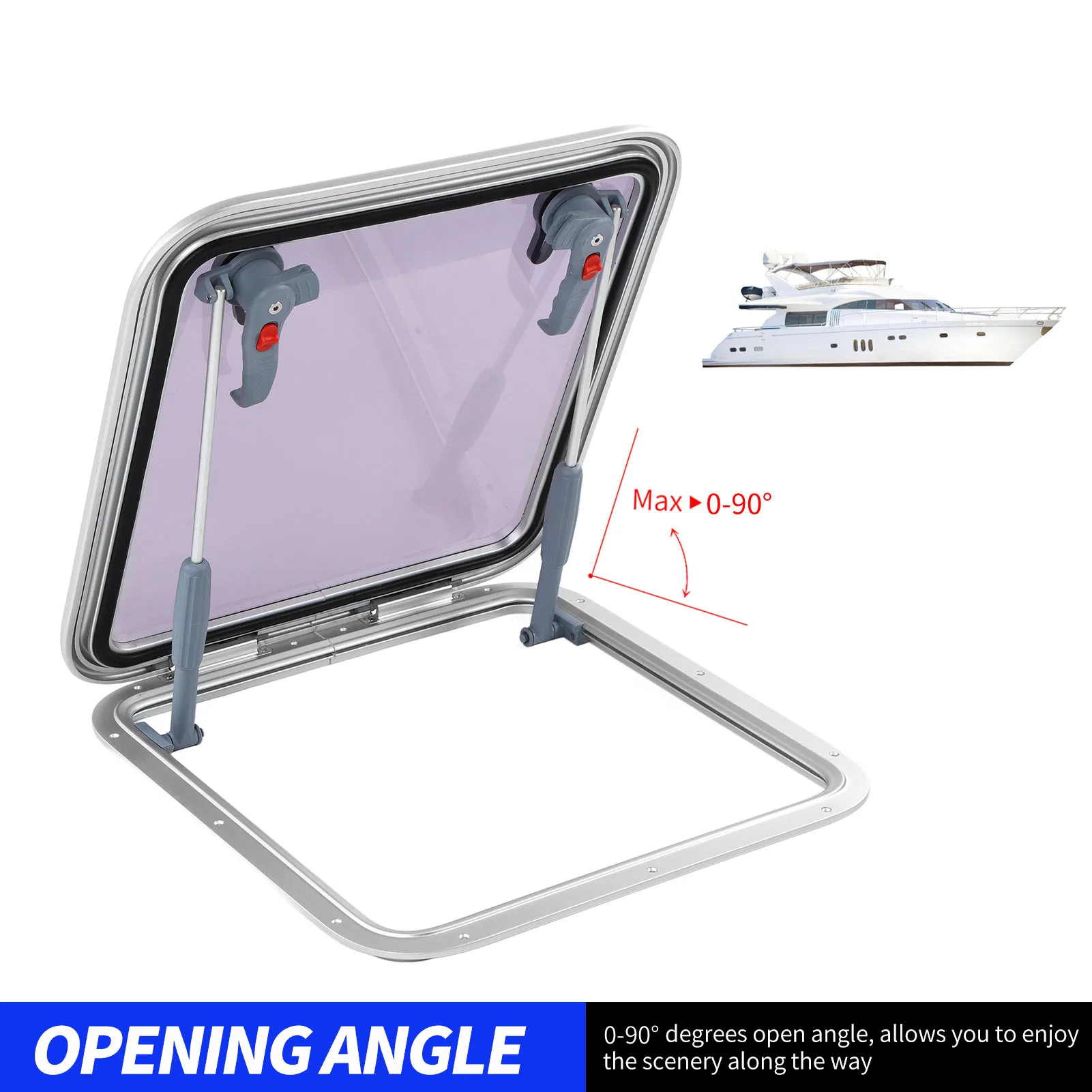 thumbnail image 2 of Boat Porthole Window Heavy Duty Aluminum Alloy UV Resistant Sealed Waterproof Square Inner Opening Portlight For Yacht Rv 2 of 14