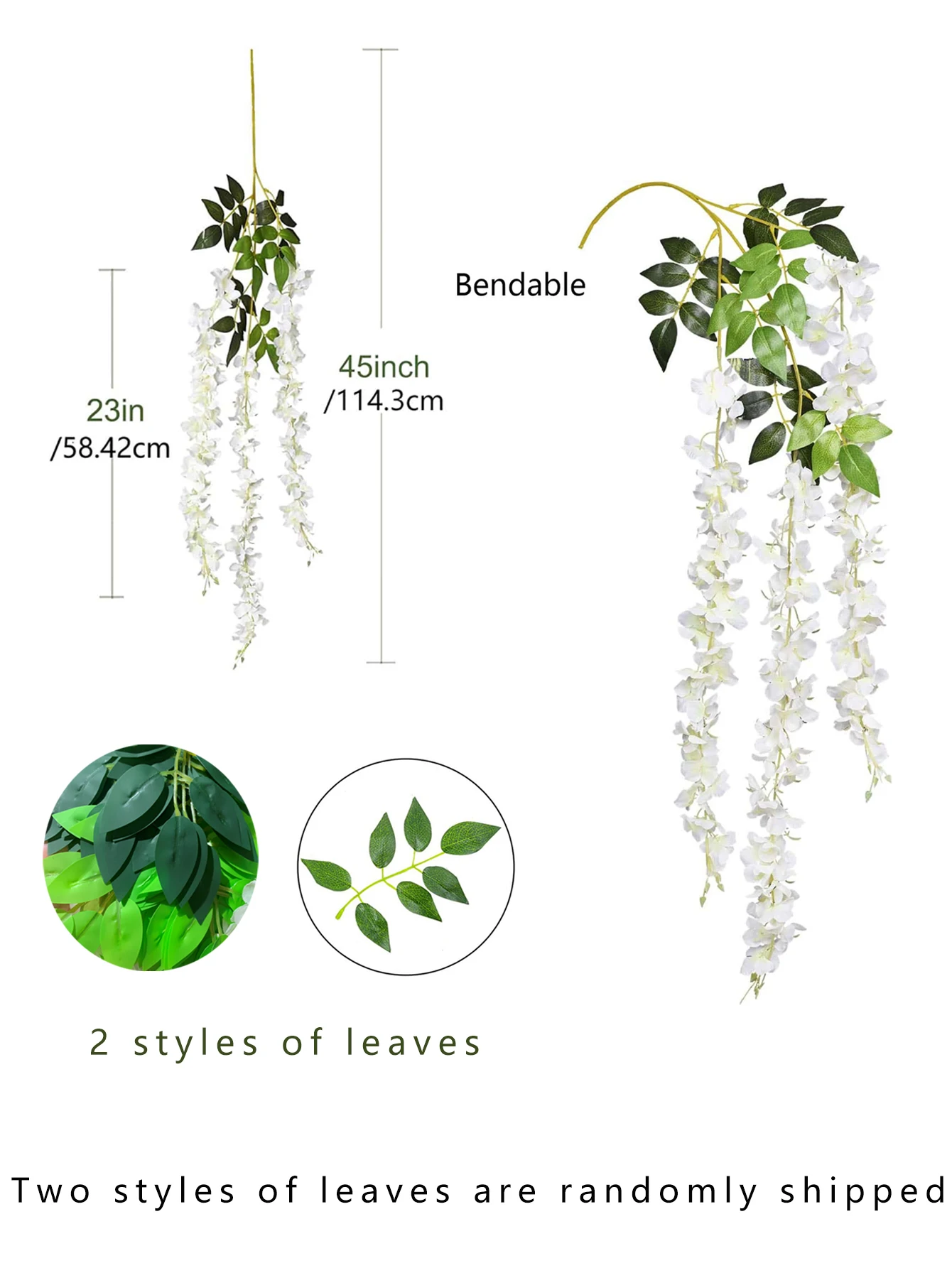 Description Picture 3 of item12Pcs Wisteria Artificial Flower Rattan Wreath Arch Wedding Home Garden Office Decoration Pendant Plant Wall Decoration