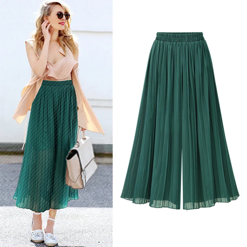 

Women Pants Solid Color 2023 Summer High Waist Wide Leg Pants Female Fashion Streetwear Loose Ladies Casual Chiffon Trousers