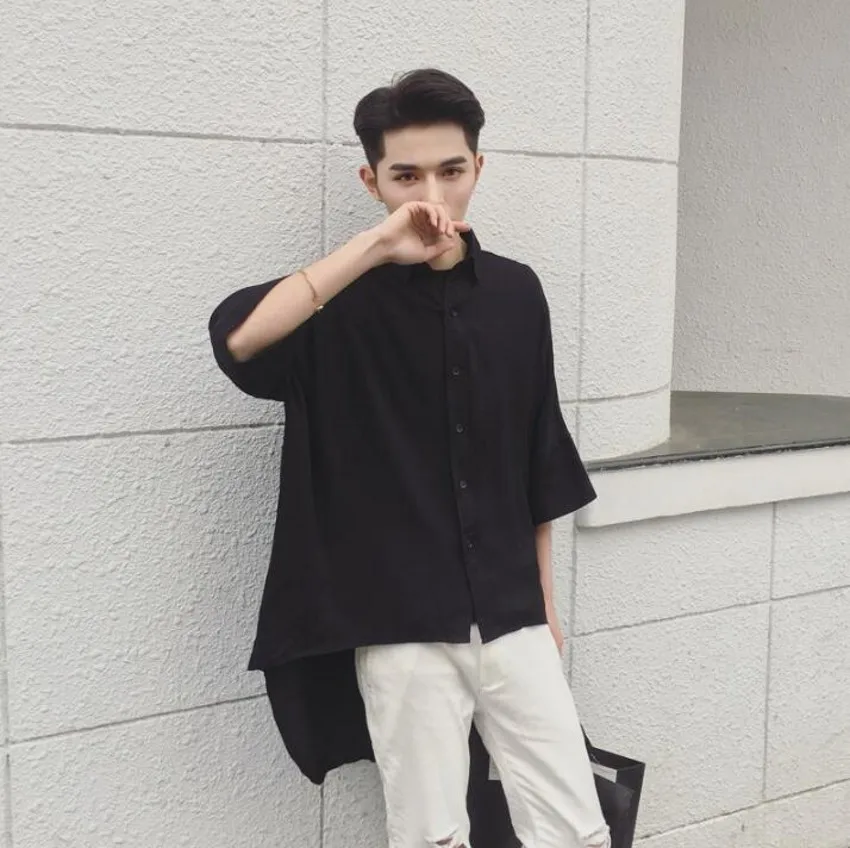 

Spring New Brand Black Men's Long Shirts Hot 2022 Hair Stylist Fashion Clothes Tide Shirt Men Irregular Personality Coat Tops