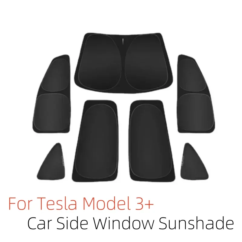 For Tesla Model 3+ Highland 2024 Car Side Window Sunshade Front Rear Windshield Privacy Window Screen SunShade Accessories car accessories side rear window sunshade sunshield magnetic mesh cover for mini cooper f54 clubman f55 f56 r60 countryman f60