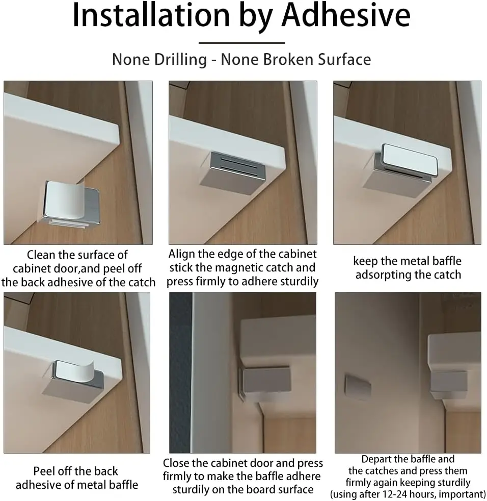 4 Pack Cabinet Magnetic Catch Adhesive Magnetic Door Catch Strong Cabinet Door Magnet Latch Kitchen Cupboard Closure