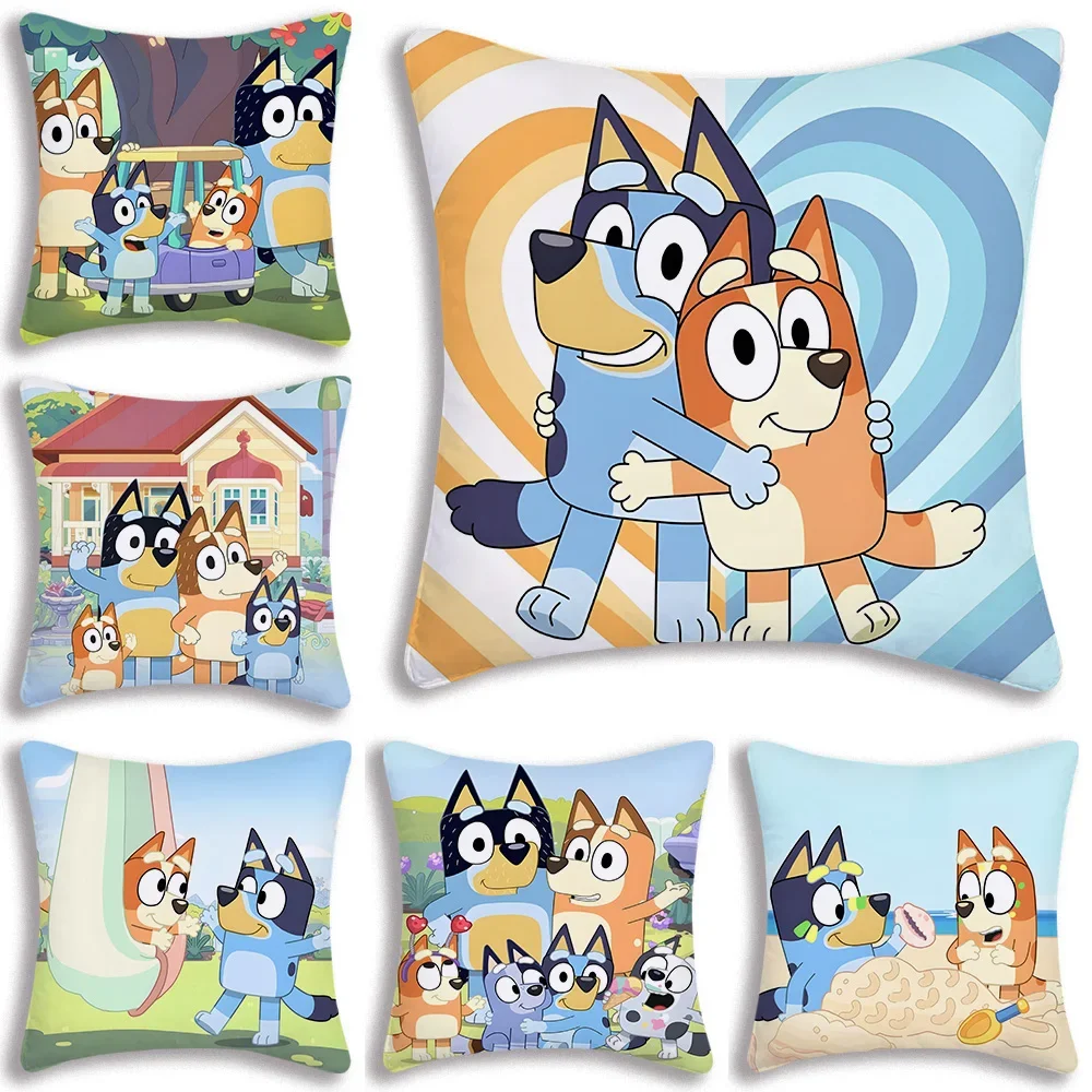 Anime For B-Blueys Pillow Covers Cartoon Sofa Decorative Double-sided Printing Short Plush Cushion Cover