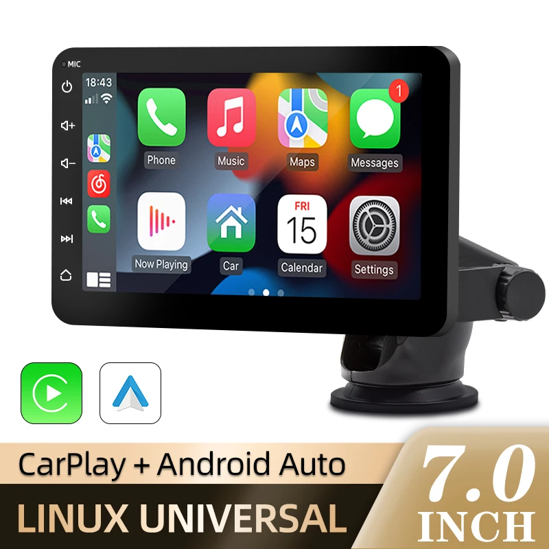 

7" Car Radio Carplay Android Auto Multimedia Video Player IPS Touch Screen AUX Input Bluetooth MirrorLink Universal Autoradio