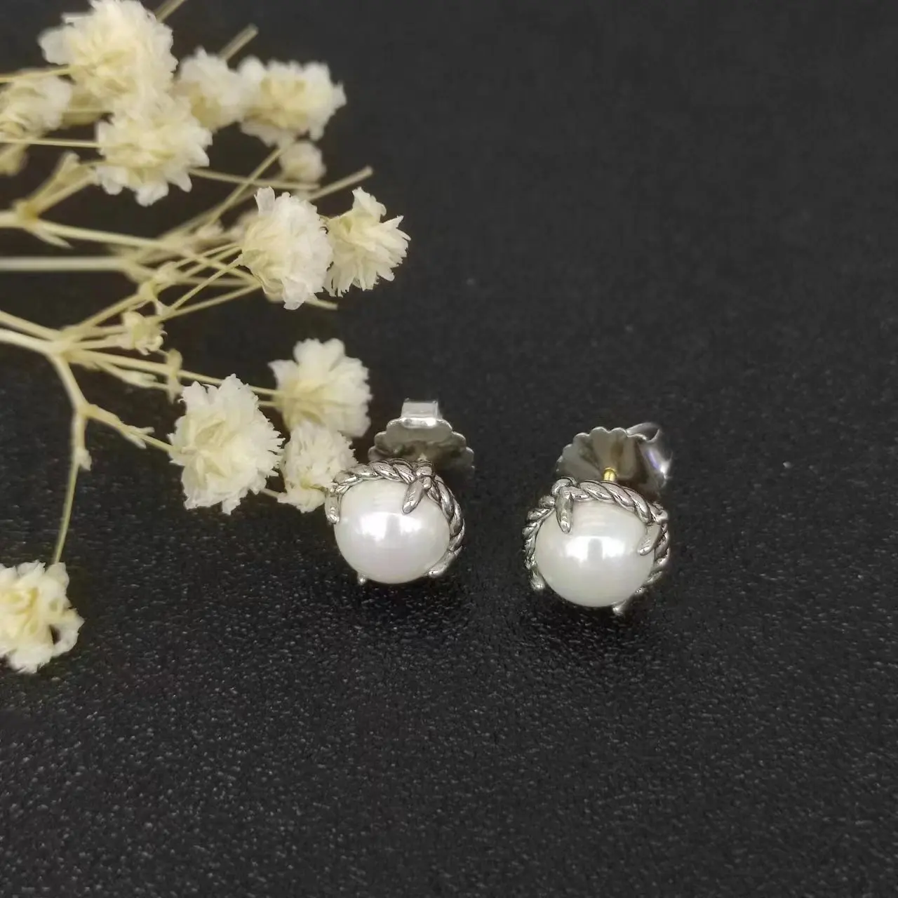 HSC DY Cable Classics Tetragonal Stone Earrings in Sterling Silver With Amethyst and Pave Diamonds Jewelers