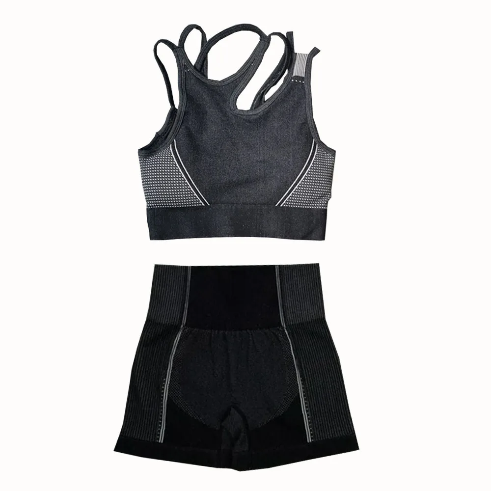 2 Pcs Seamless Yoga Set Women Sport Set Gym ClothingWorkout Sportswear Fitness Crop Top High Waist Leggings Sports Suits Women