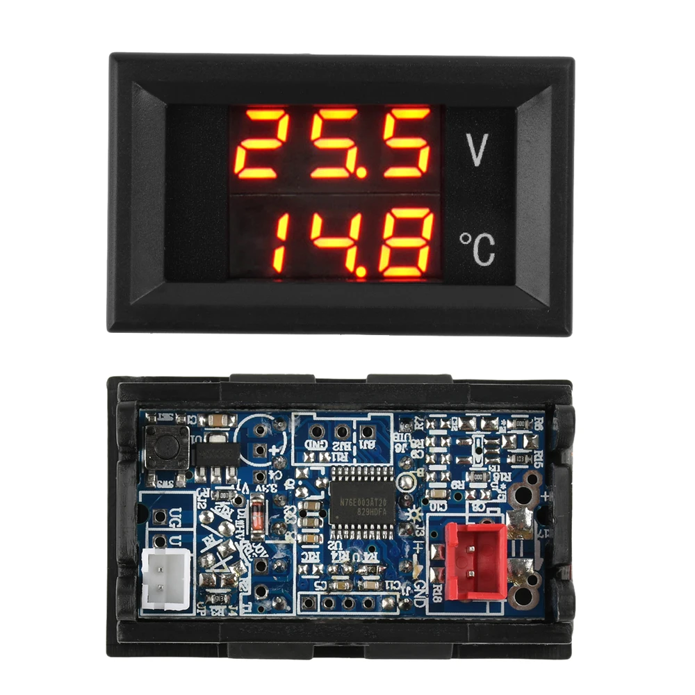 DC4-28VVoltmeterThermometerVoltageandTemperatureMeterMonitoringLEDDigitalDisplaywithNTCProbeCableforCarTool-AliExpress