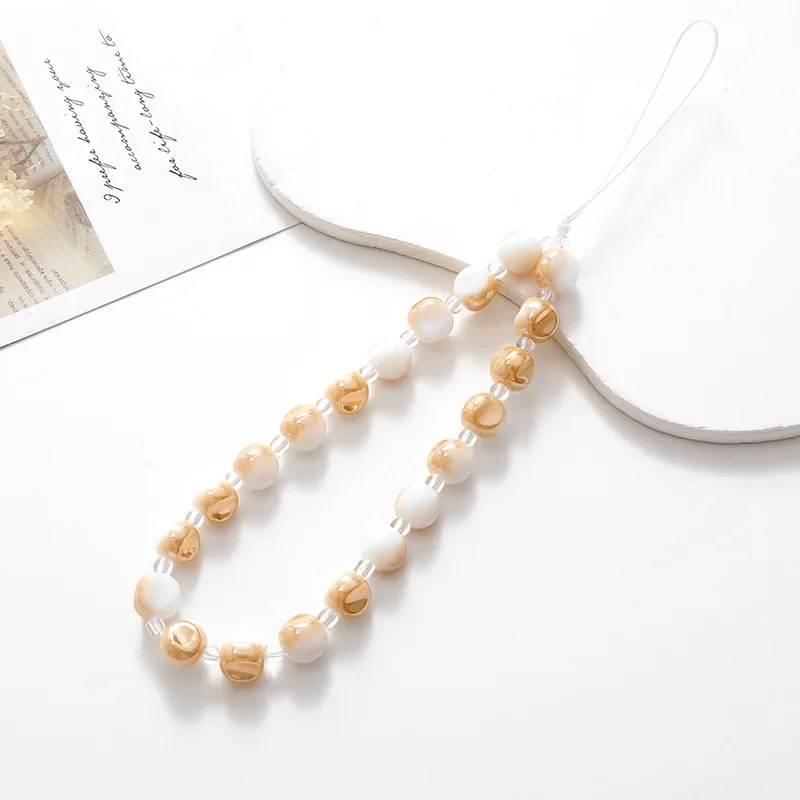 Fashion Crystal Bow Beaded Phone Chain Lanyard Jewelry Accessories Simple Non-slip Wristband Cellphone Case Rope for Women Gifts