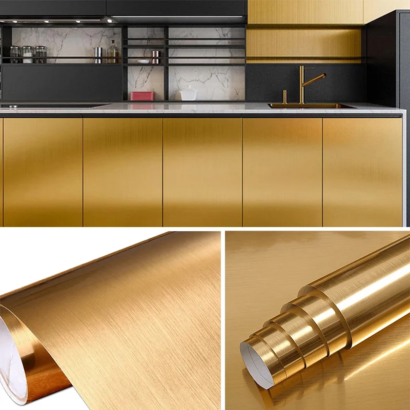 Metal Escovado Prata Papel de Parede Decorativo Casca de Vinil e Filme Aço Inoxidável Impermeável Geladeira Doméstico Elevador Adesivo