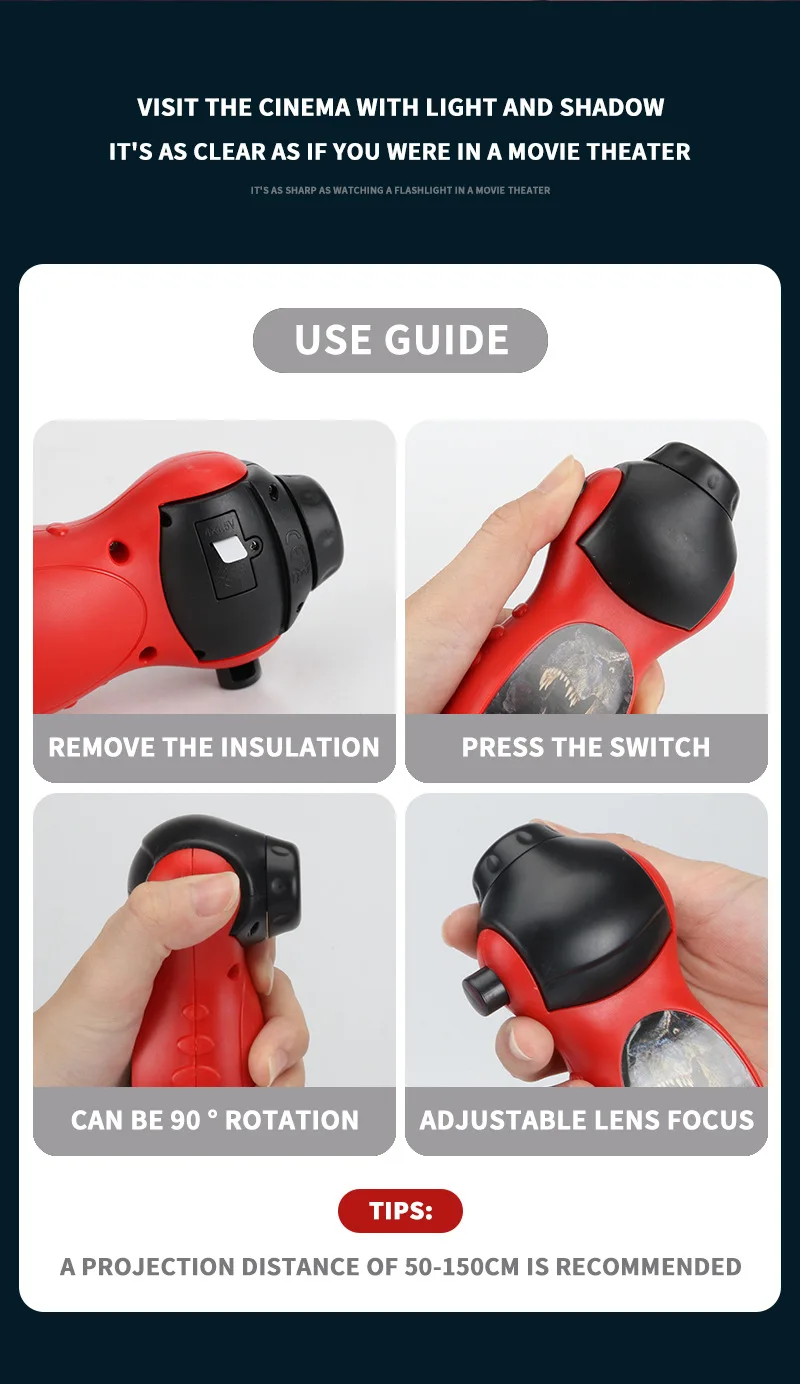 Flashlight Projector Lamp 24 Patterns Educational Toy Kids Gift dinosaur creative projector Bedtime game