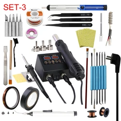Dual Function SMD Soldering & Hot Air Rework Station Kit for Precision Electronics Repair (SET-3 EU Plug)