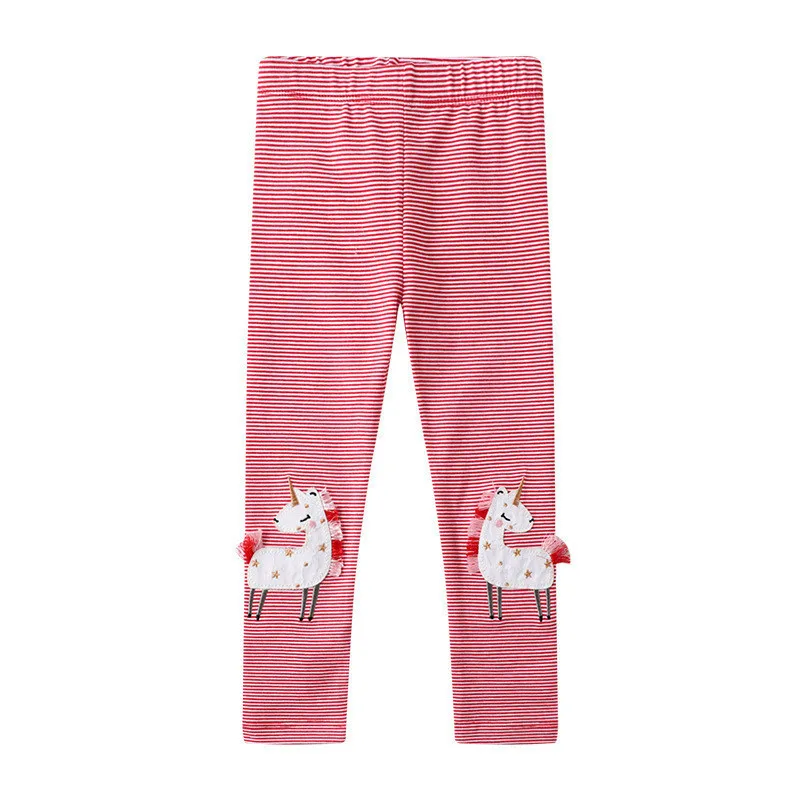 Jumping Meters 2-7T New Girls Leggings pantaloni unicorni ricamo a righe abbigliamento per bambini Skinny Baby Pencil Pants Baby