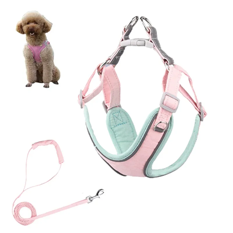 

Dog Harness Leash Set for Small Dogs Adjustable Puppy Cat Harness Vest French Bulldog Chihuahua Pug Outdoor Walking Lead Leash