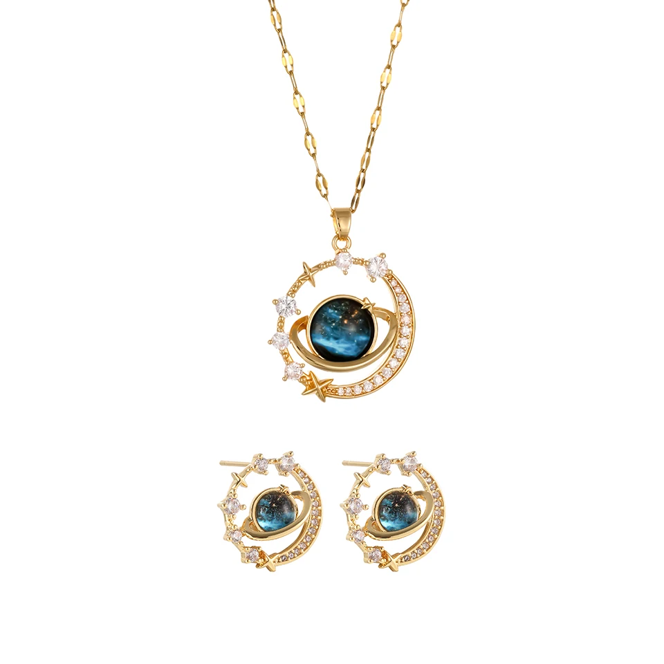 طقم إكسسوار ذهبي بتفصيل كوني
